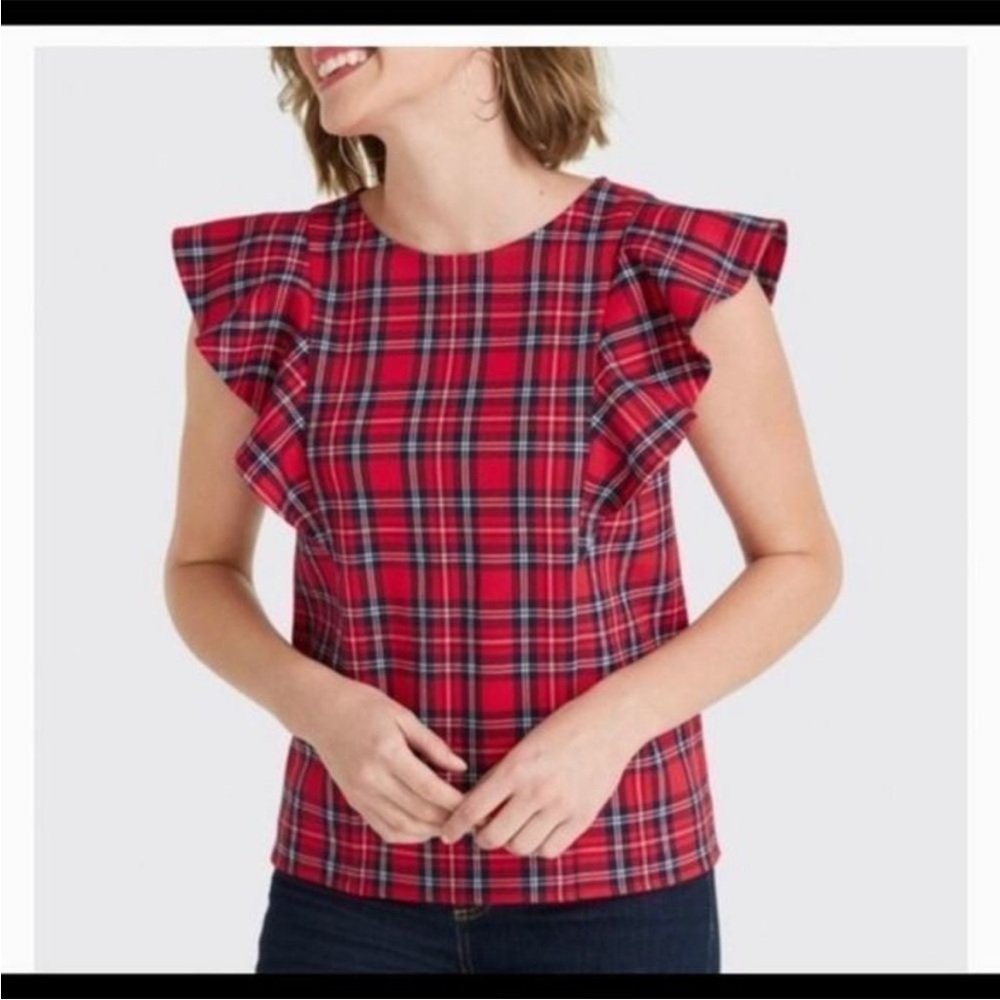 Christmas plaid top